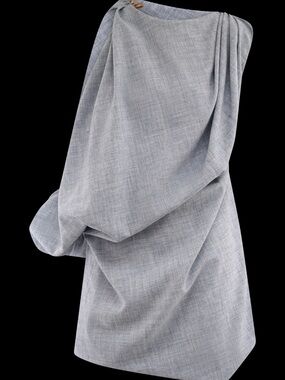 Gabriella Draped Mini Dress - Charcoal Blue Marle